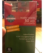 December Home Warm White 50 LED C3 Lights 11.5ft Green Wire Ships N 24h - £19.12 GBP