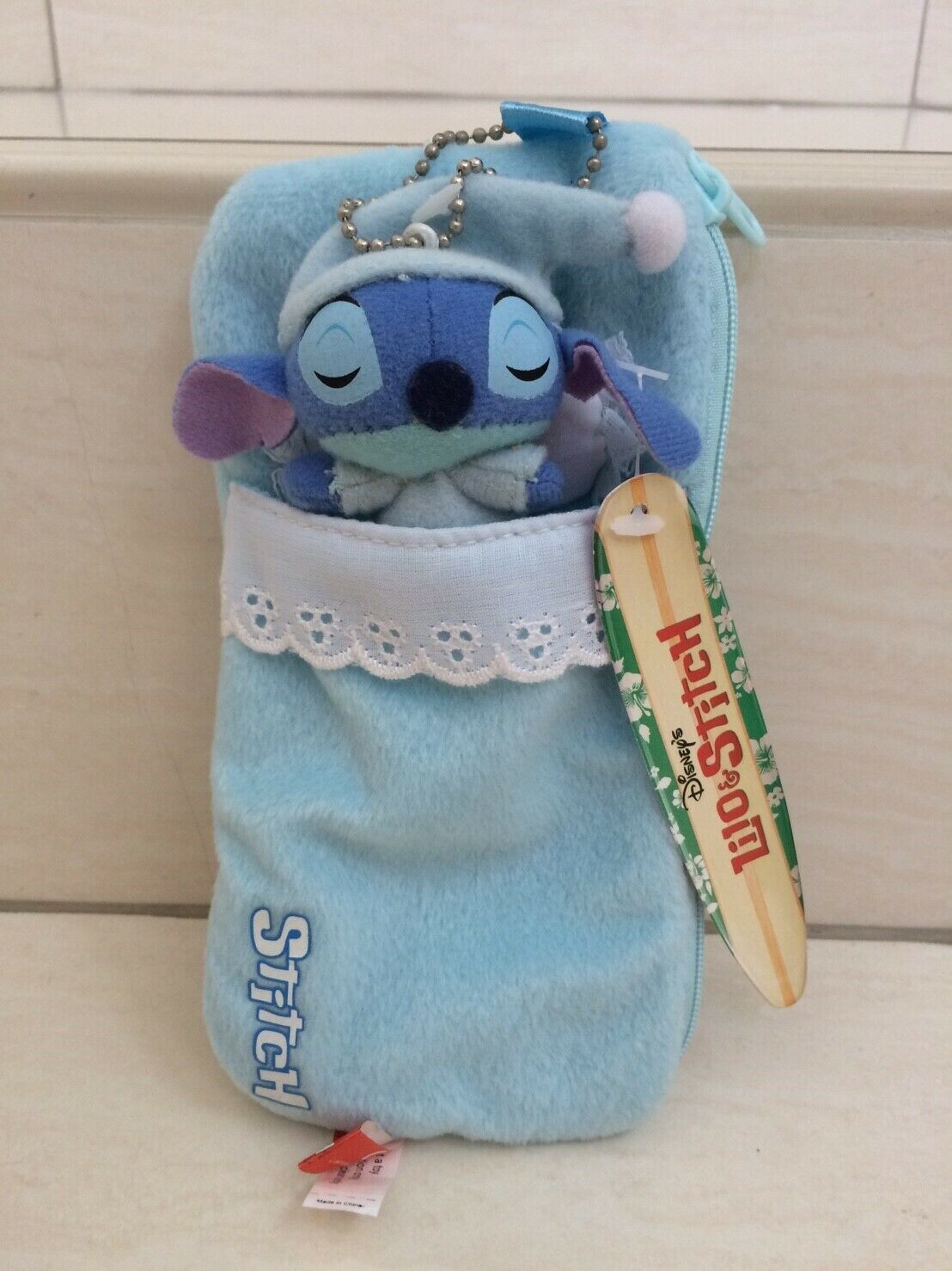 Primary image for Disney Stitch Pajamas Sleep Plush Doll Bag. Good Night Theme. Very RARE