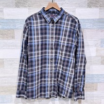 UNTUCKit Flannel Long Sleeve Shirt Gray Blue White Plaid Cotton Mens XXL 2XL - £37.01 GBP