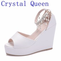 Crystal Queen Summer Women Shoes Sandals Bohemian String Beading White Pu Casual - £47.32 GBP