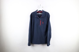 Spyder Mens Size Medium Faded Spell Out Fleece Half Zip Pullover Sweater Blue - $29.65