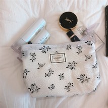 Bubble Cotton Fabric Cosmetic Bag Women Make Up Bag Organizer Necesserie Travel  - £15.36 GBP