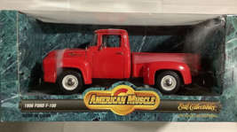 ERTL 1/18 1956 Ford F-100 Pickup Truck F100 RED #7771 SEALED American Muscle &#39;56 - £47.18 GBP