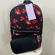 Madden Girl Mini Backpack &amp; Pouch Bag, Lightweight, Black Red Floral, NWT - $45.82