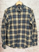 Ralph Lauren Shirt Mens Large Oxford Plaid Custom Fit Blue Tan Chest 48”... - $31.20