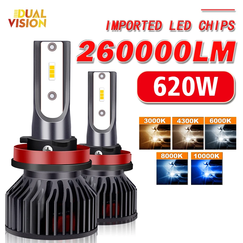 260000LM 620W H7 LED Car Headlight Bulb H4 H1 H8 H11 HB3 9005 HB4 9006 Led - £19.19 GBP+