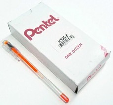 NEW Pentel 12-PACK Hybrid Gel Roller Ball Pen ORANGE Waterproof Ink Fine... - £10.65 GBP