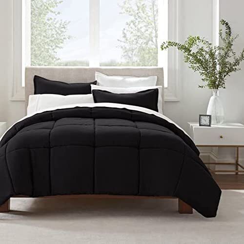 Serta Smart Comfort Ultimate 5-Pieces Bedding Set,Black/Dark Gray,King - $74.25