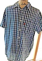 Men’s Levi’s The Two Horse Brand Medium Button Down Shirt Plaid Blue  SK... - £4.60 GBP