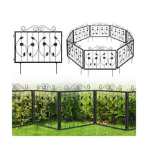 Decorative Garden Fence with 8 Panels Animal Barrier-Black - Color: Black - $2,747.31 MXN