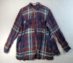 Maurices Plaid Rayon Shirt Women Size 1 Multi Button Up 100% Rayon Long Sleeve - £5.99 GBP