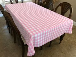 58&quot;x58&quot; - Pink - 100%Polyester Restaurant Style Checkered Tablecloth - £23.52 GBP