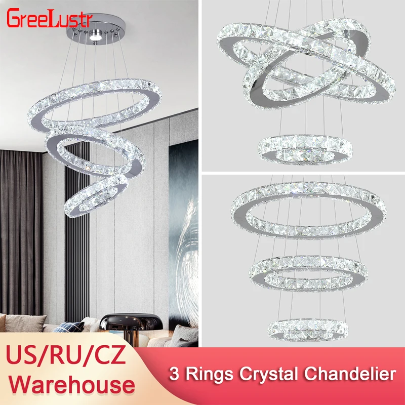 Luxury Rings Chandeliers For Dining Room Stainless Steel Modern Home Decor - $48.78+