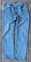 Vintage Levi&#39;s 501 Jeans 36x34  Med/Light Wash Button Fly Denim Pants Blank Tag - £79.92 GBP