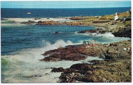 Maine Postcard Ogunquit Panorama Of Surf &amp; Rocks - £2.36 GBP