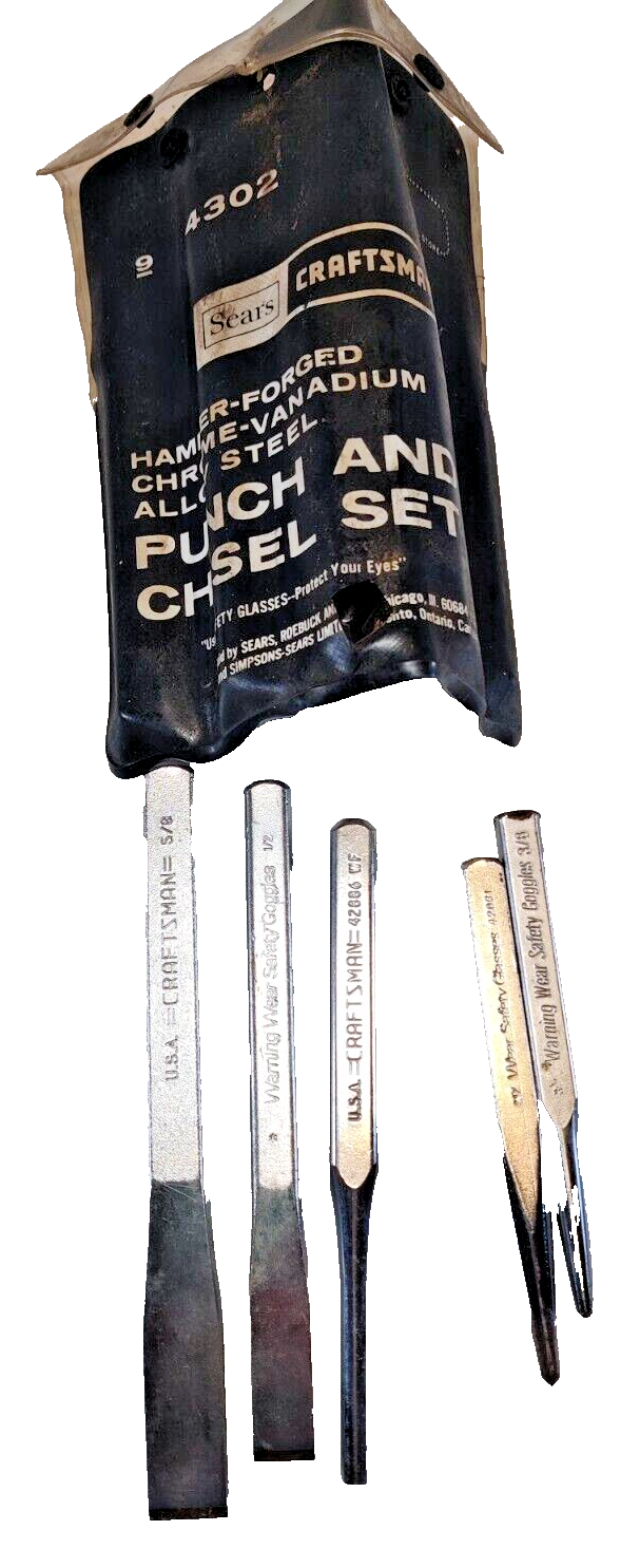 Vintage Sears Craftsman 5 Pc. Punch & Chisel Set 9-4302 Used Condition - $29.99
