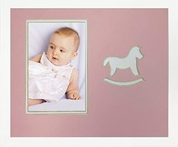 Children&#39;s Rocking Horse Infant Girl White Wood Photo Frame 8x10 Holds 4... - £22.44 GBP