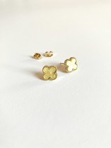 Bijou Buttercup Mother of Pearl Quatrefoil Stud Earrings in Gold - $30.00