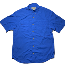DULUTH TRADING CO. Mens Size M Blue Nylon Button Front Short Sleeve Shirt - $14.39