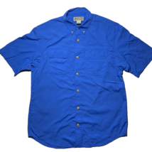 Duluth Trading Co. Mens Size M Blue Nylon Button Front Short Sleeve Shirt - £11.31 GBP