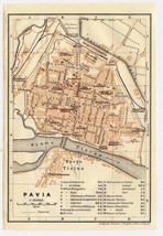 1902 Original Antique City Map Of Of Pavia / Lombardy / Italy - £19.72 GBP