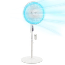 Vie Air 16 Inch 3 Speed Oscillating Stand Fan with Remote Control in White - $1,365.56 MXN