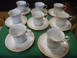 Beautiful CROWN MING &quot;Christina&quot;  China-  Set of 8 CUPS and SAUCERS - £37.56 GBP
