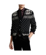 Polo Ralph Lauren Men&#39;s Snowflake Cotton-Cashmere Cardigan Black Multi-L... - $2,056.96 MXN