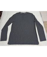 Vince Men&#39;s Long Sleeve Henley Striped Tee Gay/Black 100% Pima Cotton Sz... - €27,26 EUR