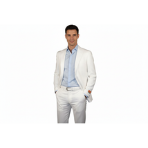 Men's ENZO Linen Spring Summer Suit Light Weight Breathable E58302-1 White image 6