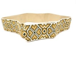 Vintage Belt Geometric Tapestry  Size 10 1960S Snap Close Gold Black  Pa... - $22.72
