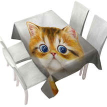 Blue Eyes Ginger Kitten Cat Tablecloth - $51.95 CAD+