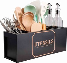 Extra Large Farmhouse Utensil Holder for Kitchen Counter, Large Wooden Utensil H - $37.39