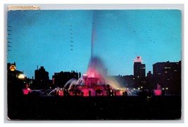 Buckingham Fountain Night View Chicago Illinois IL Chrome Postcard T22 - $1.93