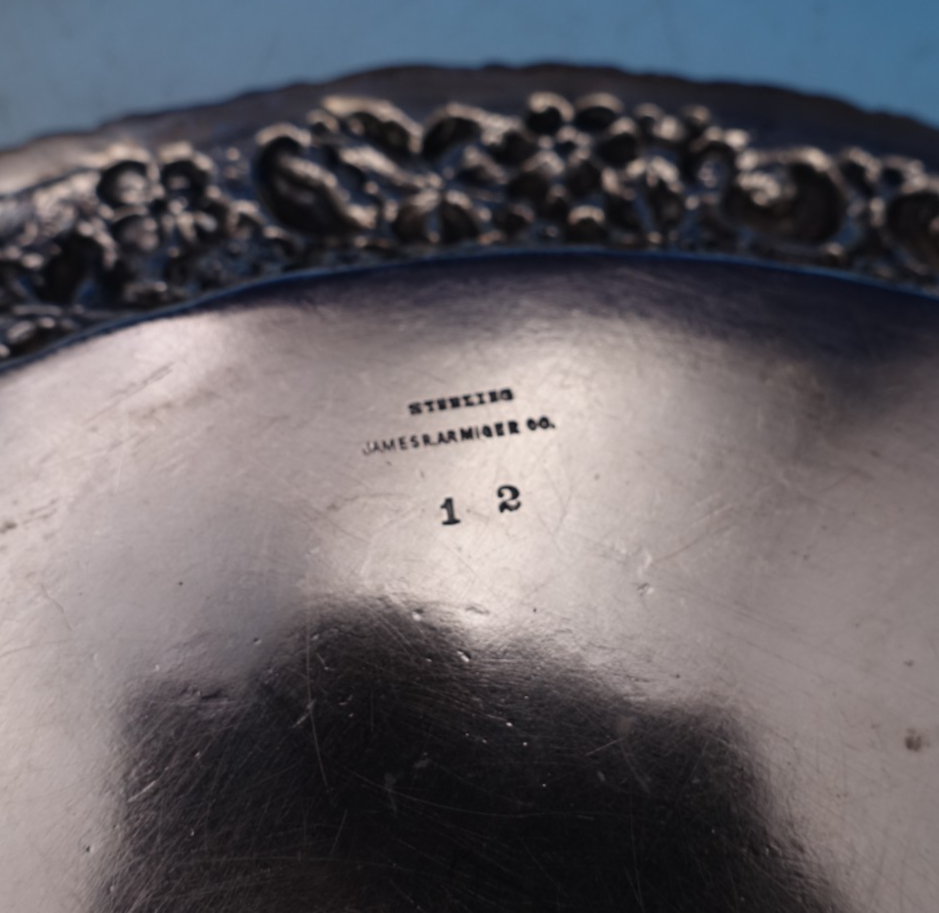 Repousse by James R. Armiger Sterling Silver Salver Tray w/ Diaper Work (#8545) Item image 5