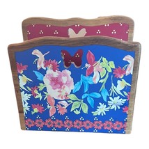 Pioneer Woman Floral Wood Napkin Holder PW1666 Butterfly Cut-out - £8.06 GBP