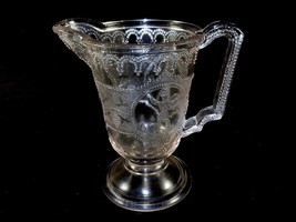 Vintage Cream Pitcher, Footed, Bead Glass, Roman Soldier/Centurion Artwo... - $122.50