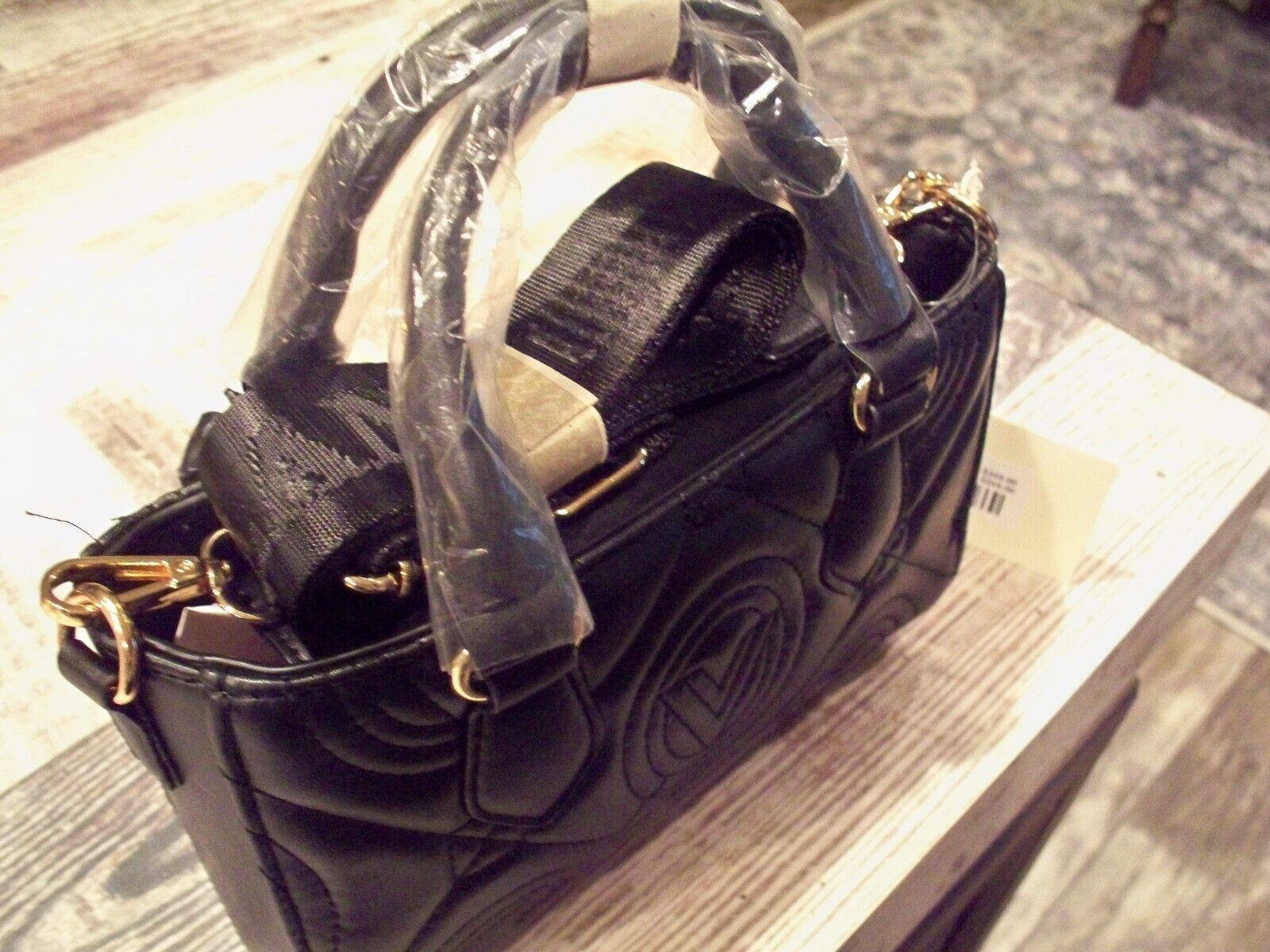 VALENTINO ORLANDI LADY&#39;S HAND BAG  CROSS BODY BLACK VEGAN LEATHER MADE I... - $54.45