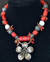 red gemstone Necklace, Red Necklace, Statement Necklace (906) - $48.00