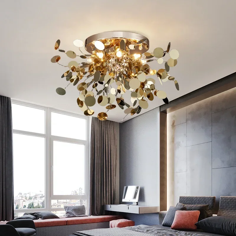 Lamp stainless steel leaves indoor decoration wall light living room bedroom hotel thumb155 crop