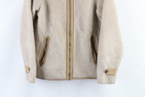 Patagonia Womens Medium Distressed Deep Pile Fleece Divided Sky Jacket Beige Item image 3