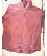 LL Bean Rose Pink Fleece Full Zip Anorak Jacket Womens M Cinch Waist 90s... - $19.79