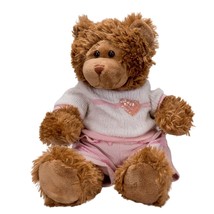 Build A Bear Teddy Plush 17&quot; Brown Pink White Heart Sweater Pants Classi... - £18.53 GBP