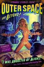 Outer Space Alien Abduction Blonde Pin Up Metal Sign by Greg Hildebrandt 3 sizes - £12.69 GBP+