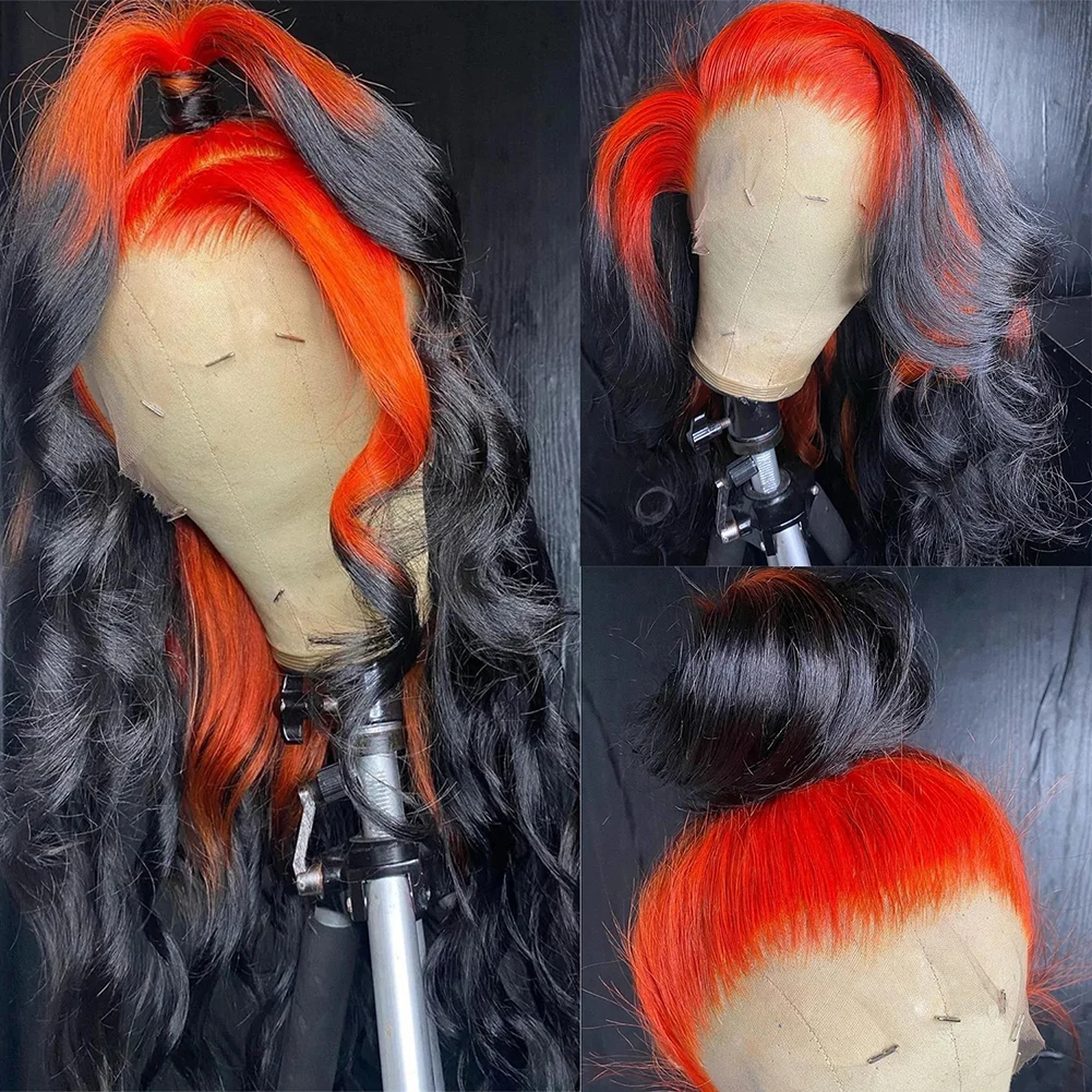 Charisma 26 Inches Long Body Wave Synthetic Lace Front Wig Orange to Black Omb - £46.05 GBP+