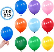 200 Pc Rainbow Set Assorted Colors Latex Party Balloons Decoration 5 In+2Ribbons - £14.46 GBP