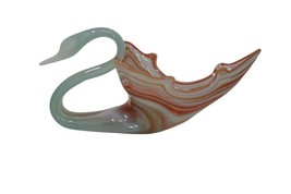 Sooner Art Glass Murano Style Swan Hand Blown Swirl MCM Bowl Vase - $39.19