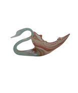 Sooner Art Glass Murano Style Swan Hand Blown Swirl MCM Bowl Vase - $39.19