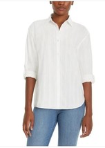 Gloria Vanderbilt Womens Shirt White Amanda Long Sleeves Oversized Cotton - $691.12 MXN