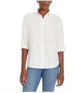 Gloria Vanderbilt Womens Shirt White Amanda Long Sleeves Oversized Cotton - $685.83 MXN